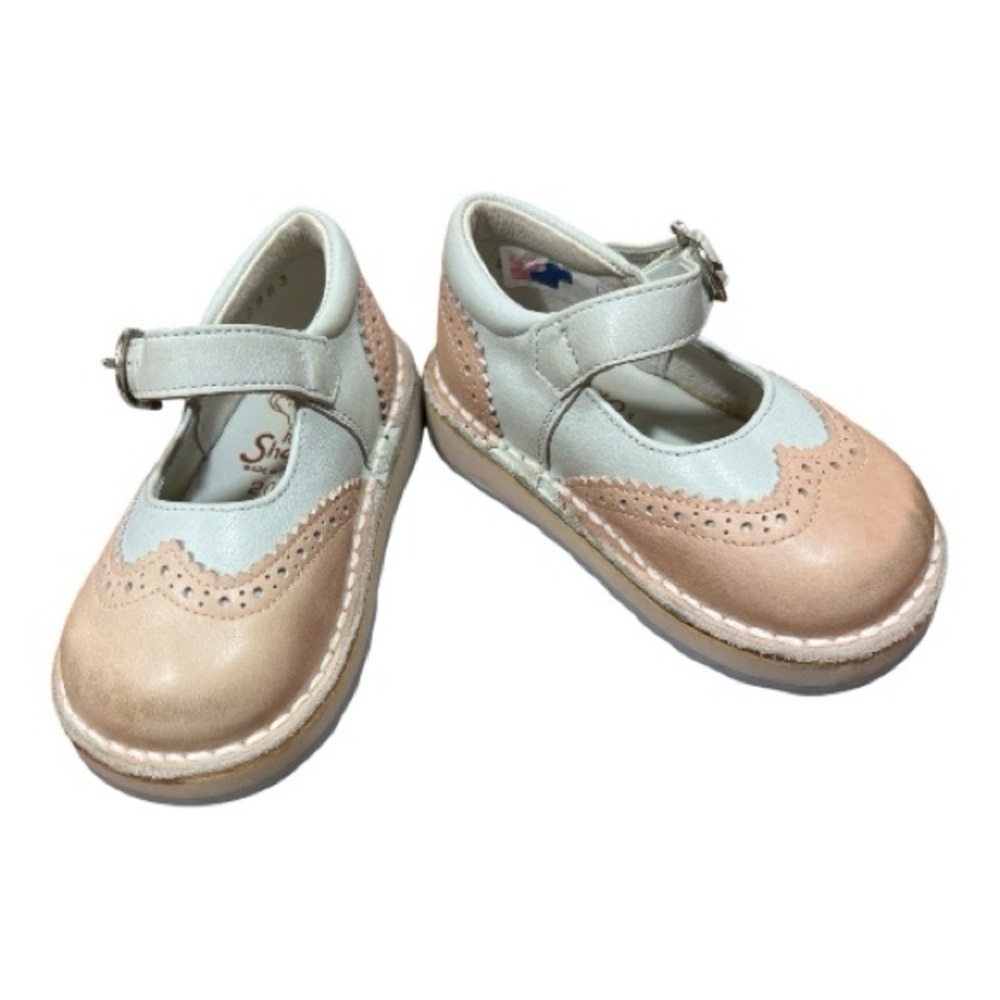 Petit Shoes Sz 4.5 Saddle Oxford w/Strap Made in Spain Leather Pink & Blue